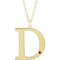 Collier en or jaune 14 carats avec initiale D en rubis d'imitation gravable, 45,7 cm (18 pouces).