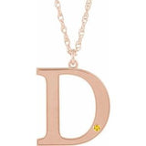 Collier en or rose 14 carats avec imitation citrine gravable initiale D, 45,7 cm (18 pouces).