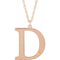 Collier en argent sterling plaqué or rose 14 carats avec initiale D en citrine imitation gravable, 45,7 cm (18 pouces).