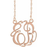 Collier monogramme en argent sterling plaqué or rose 14 carats, 20 mm, 2 initiales, diamants naturels de 0,02 carat, longueur 45,7 cm (18 pouces).