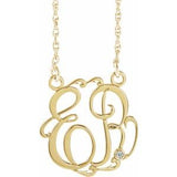 Collier monogramme en or jaune 10 carats, 20 mm, initiales, diamants naturels de 0,02 carat, 45,7 cm (18 pouces).