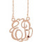Collier en argent sterling plaqué or rose 14 carats, monogramme 2 initiales, grenat imitation Mozambique, 20 mm, 45,7 cm (18 pouces).