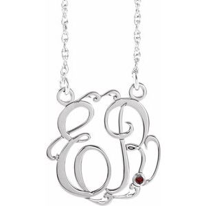 Collier monogramme 2 initiales en grenat imitation Mozambique blanc 10K de 20 mm, 45,7 cm (18 pouces)