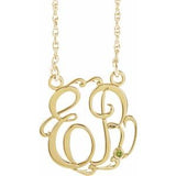 Collier en argent sterling plaqué or jaune 14 carats, monogramme 2 initiales, imitation péridot, 20 mm, 45,7 cm (18 pouces).
