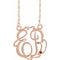 Collier monogramme écriture rubis imitation rose 14 carats, 20 mm, initiales (45,7 cm), 45,7 cm