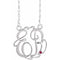 Collier en argent sterling rhodié, 20 mm, monogramme à deux initiales, imitation rubis, 45,7 cm (18 pouces).