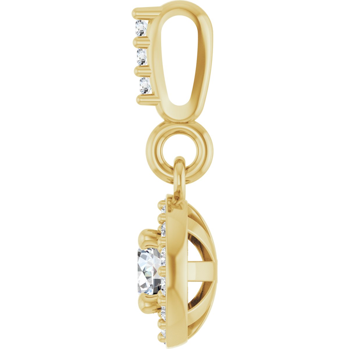 14K Yellow Gold 1/5 CTW Natural Diamond Halo-Style Pendant