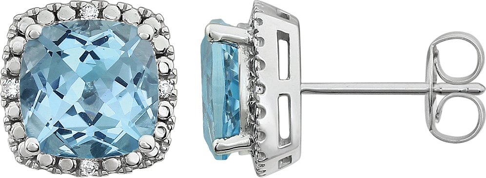 Boucles d'oreilles coussin à 4 griffes style halo
