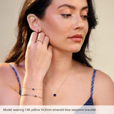 14K Yellow Gold Natural Blue Zircon Bezel-Set Solitaire 6 1/2-7 1/2" Bracelet