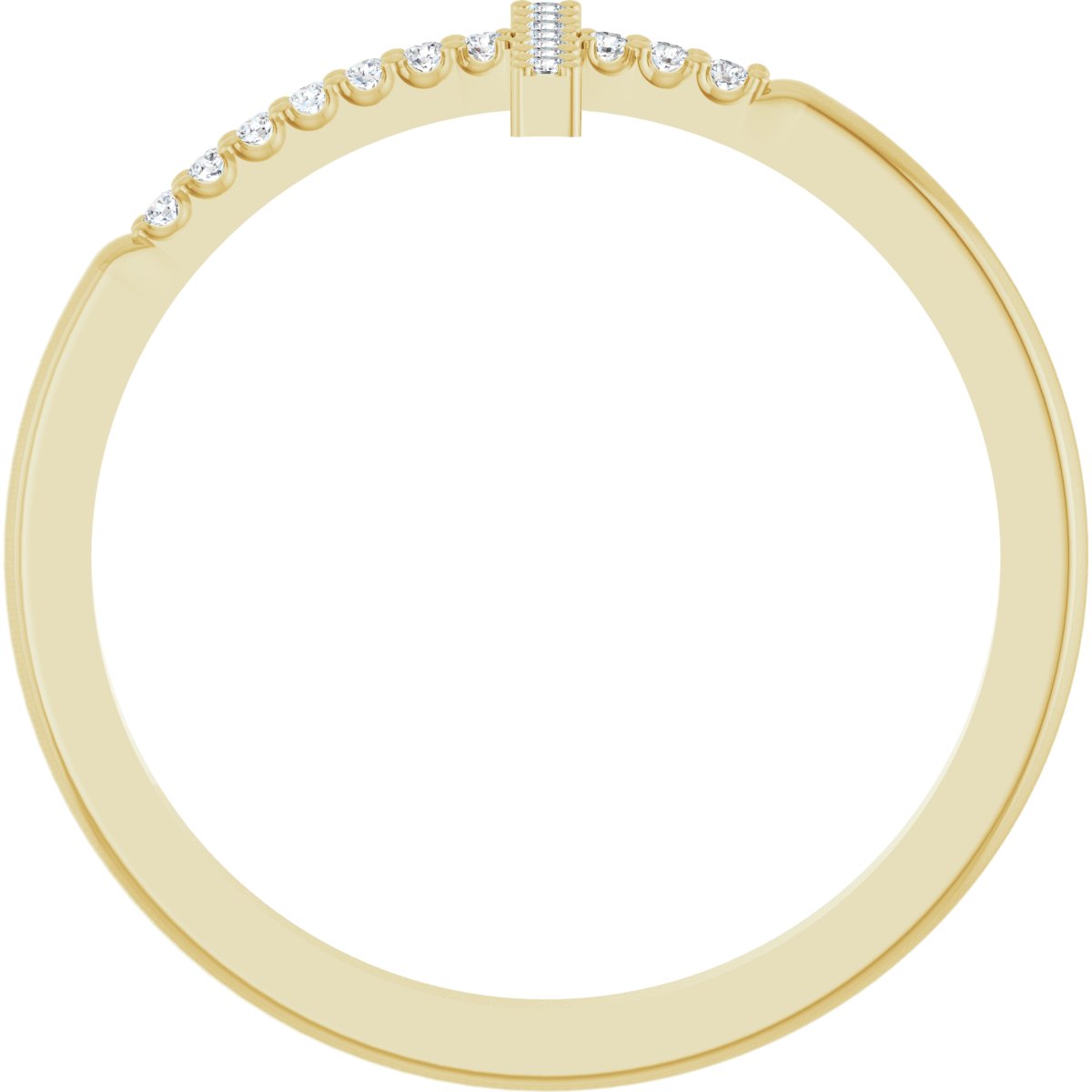 14K Yellow Gold .07 CTW Natural Diamond Sideways Cross Ring