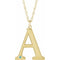 Collier en or jaune 10 carats avec initiale A en zircon bleu imitation gravable, 45,7 cm (18 pouces).