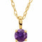 Collier solitaire jeune en or jaune 14 carats avec améthyste d'imitation de 3 mm et or de 35,5 cm (14 pouces).