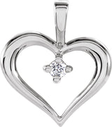 14K White Gold .02 CT Natural Diamond Heart Pendant
