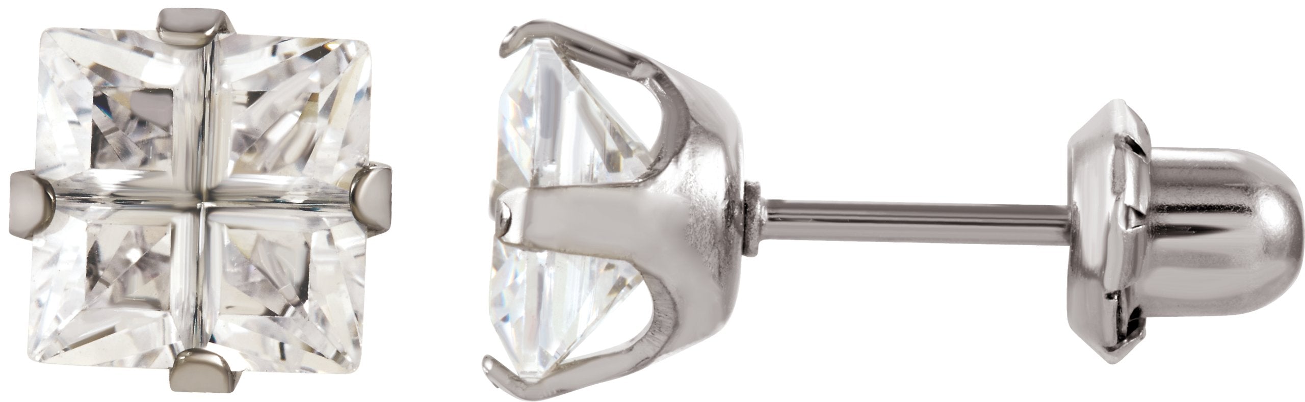 Boucles d'oreilles clous carrées à 4 griffes Inverness®