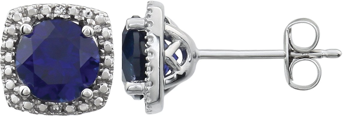 Boucles d'oreilles puces rondes à 4 griffes serties de pierres de naissance, style halo