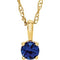 Collier solitaire jeune en or jaune 14 carats avec saphir bleu imitation 3 mm de 35,5 cm (14 pouces)
