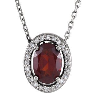 Collier de 40 cm (16 pouces) en or 14 carats, serti d'un grenat naturel blanc du Mozambique et de diamants naturels (0,05 carat au total).
