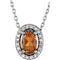 Collier de 40 cm (16 pouces) en or 14 carats avec citrine blanche naturelle et diamants naturels (0,05 carat au total).