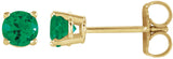 14K Yellow Gold 4 mm Lab-Grown Emerald Earrings