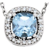 Collier de 40 cm (16 pouces) en or blanc 14 carats, topaze bleu ciel naturelle et diamants naturels (0,04 carat au total).