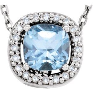 Collier de 40 cm (16 pouces) en or blanc 14 carats, topaze bleu ciel naturelle et diamants naturels (0,04 carat au total).