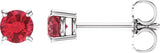 14K White Gold 4 mm Lab-Grown Ruby Earrings
