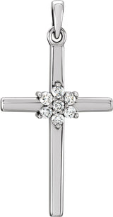 14K White Gold 1/10 CTW Natural Diamond Cross Pendant