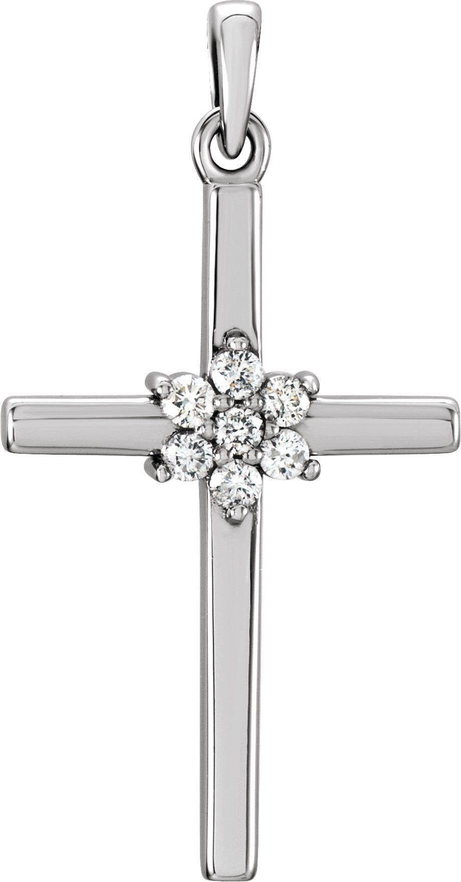 14K White Gold 1/10 CTW Natural Diamond Cross Pendant