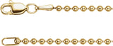 14K Yellow Gold 1.8 mm Hollow Bead 16" Chain