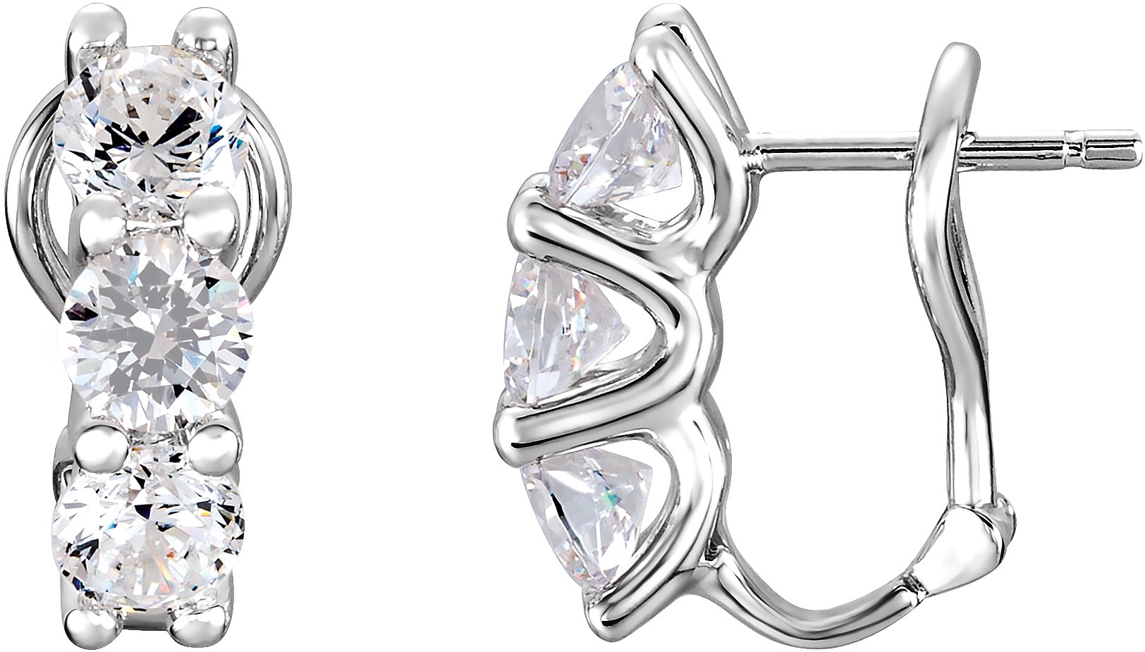 Boucles d'oreilles Omega à trois pierres