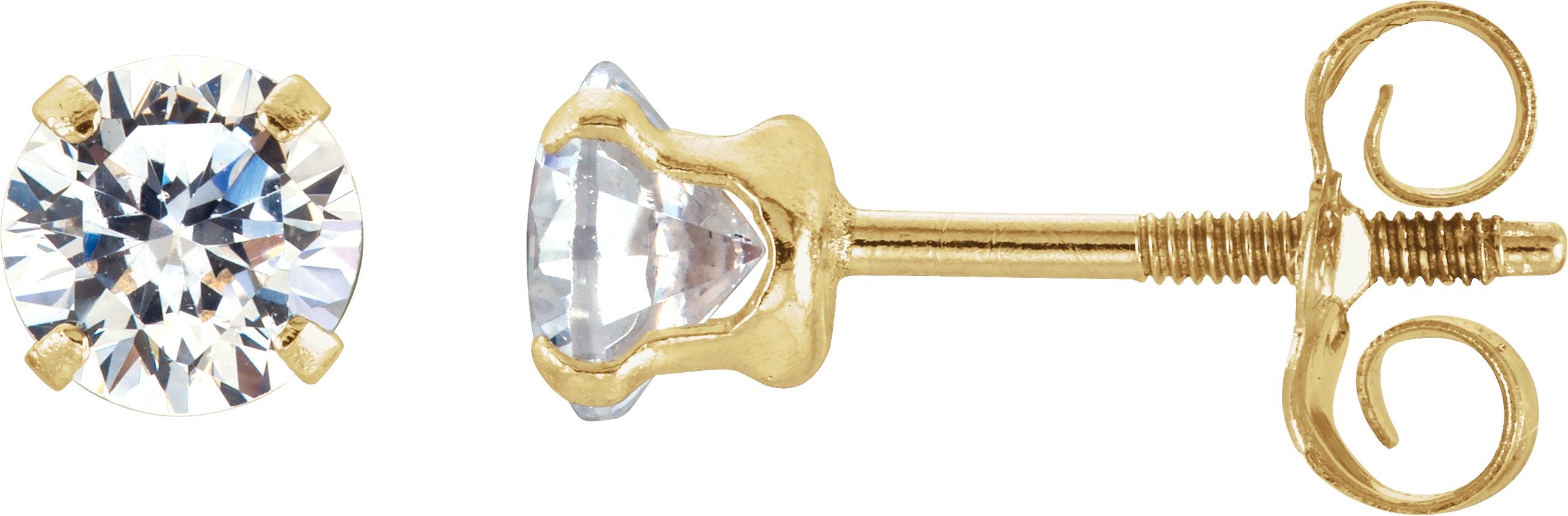 Boucles d'oreilles puces rondes à 4 griffes pour jeunes