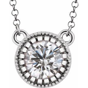 Collier en or 14 carats avec saphir blanc naturel « Avril » (pierre de naissance) - 45,7 cm
