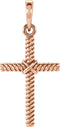 14K Rose Gold 17.5x11.3 mm Rope Cross Pendant