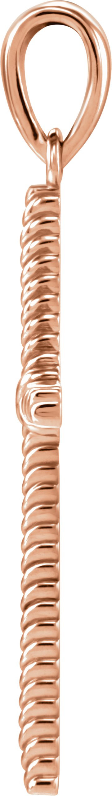 14K Rose Gold 25.4x16.2 mm Rope Cross Pendant