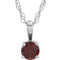Collier solitaire jeune en or blanc 14 carats avec grenat imitation Mozambique de 3 mm et pendentif de 35,5 cm (14 pouces).