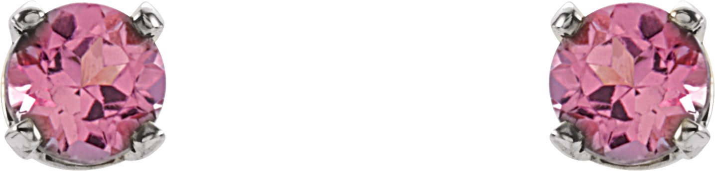 Sterling Silver Imitation Pink Tourmaline Youth Earrings