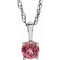 Collier solitaire pour jeune en argent sterling avec tourmaline rose d'imitation de 3 mm, 35,5 cm (14 pouces).