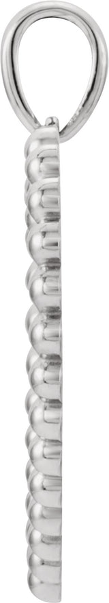 14K White Gold Beaded Heart Pendant