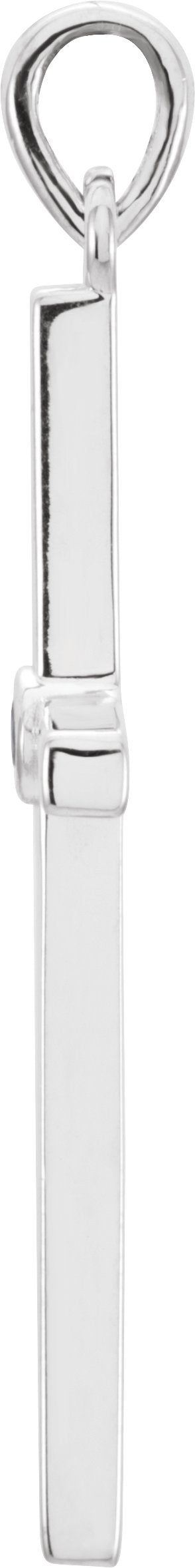 14K White Gold Natural Blue Sapphire Cross Pendant