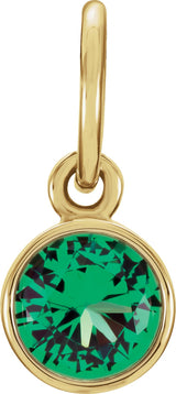 14K Yellow Gold Posh Mommy® Imitation Emerald Charm/Pendant