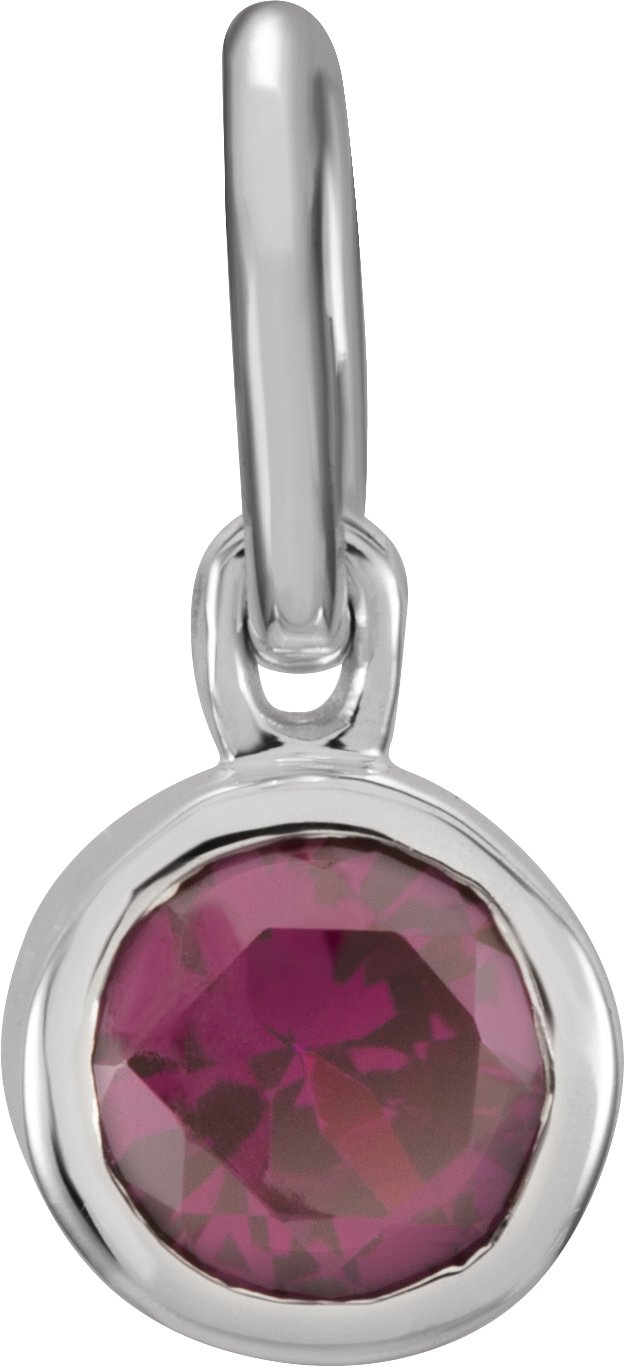 14K White Gold Posh Mommy® Imitation Garnet Charm/Pendant