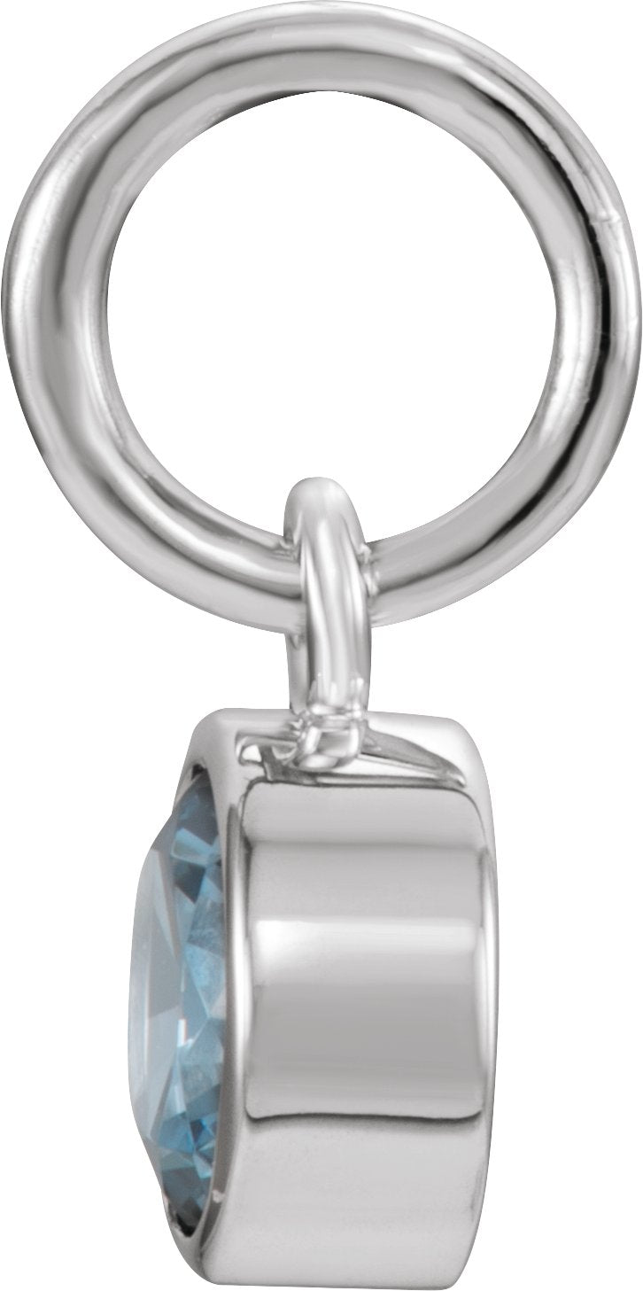 14K White Gold Posh Mommy® Imitation Blue Zircon Charm/Pendant