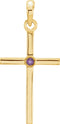 14K Yellow Gold Natural Amethyst Cross Pendant