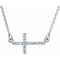Collier croix latérale en aigue-marine naturelle blanche 14 carats, 40-45 cm