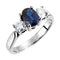 Bague en platine, saphir bleu naturel et diamants naturels (3/8 carat au total)