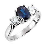 Bague en platine, saphir bleu naturel et diamants naturels (3/8 carat au total)