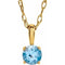 Collier solitaire jeune en or jaune 14 carats avec zircon bleu imitation de 3 mm, 35,5 cm (14 pouces).