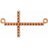 Collier avec pendentif croix latérale orné d'une rose 14 carats