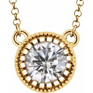 Collier « Avril » en saphir blanc naturel jaune 14 carats, pierre de naissance, 45,7 cm (18 pouces).