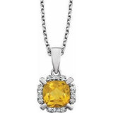 Collier de 45,7 cm (18 pouces) en or 14 carats avec citrine blanche naturelle et diamants naturels (0,04 carat au total).